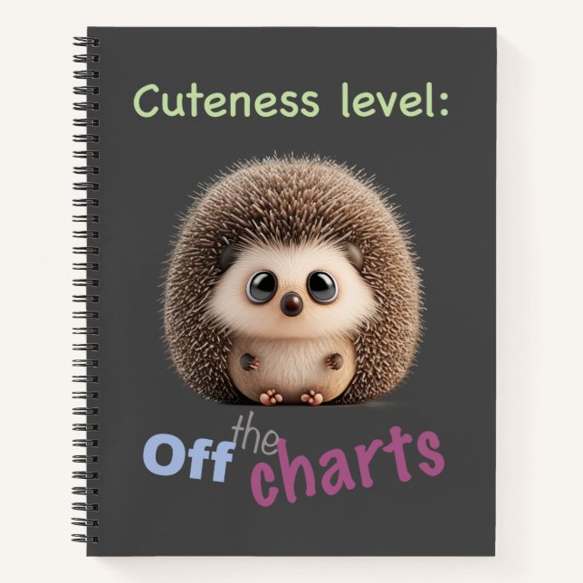 Hedgehog Cuteness Level Cute Adorable Funny Quote Notizbuch (Vorderseite)