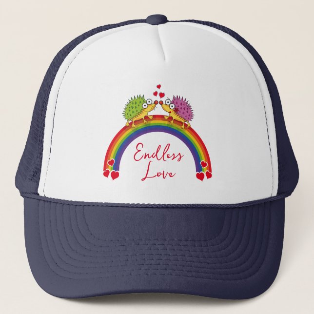 Hedgehog enamorado truckerkappe (Vorderseite)