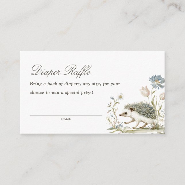 Hedgehog Floral Cottage Diaper Raffle Begleitkarte (Vorderseite)