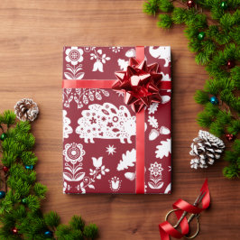 Hedgehog Folk Art Geschenkpapier