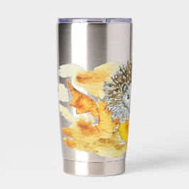 Hedgehog In Fall Leaves Thermobecher