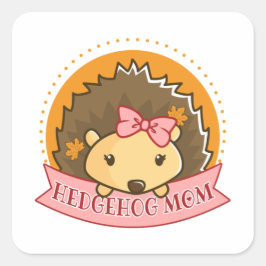 Hedgehog Mom Quadratischer Aufkleber
