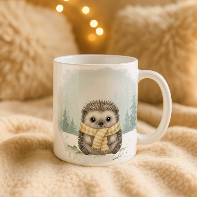 Hedgehog Mug Cute Watercolor Winter Christmas Gift Kaffeetasse (Von Creator hochgeladen)