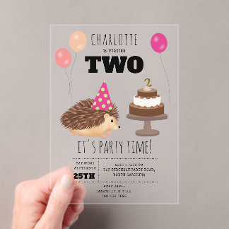 Hedgehog Mushroom Woodland Forest Funny Birthday Acryleinladungen