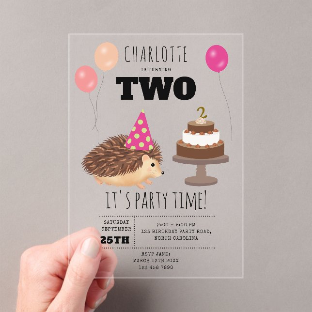 Hedgehog Mushroom Woodland Forest Funny Birthday Acryleinladungen (Insitu (Handheld))