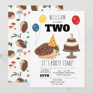 Hedgehog Mushroom Woodland Forest Funny Birthday Einladung