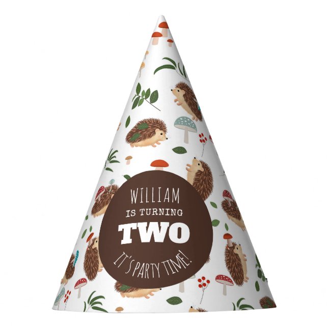 Hedgehog Mushroom Woodland Forest Funny Birthday Partyhütchen (Vorderseite)
