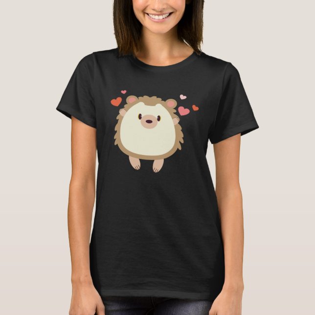 Hedgehog Valentines Day Heart Animals T-Shirt (Vorderseite)