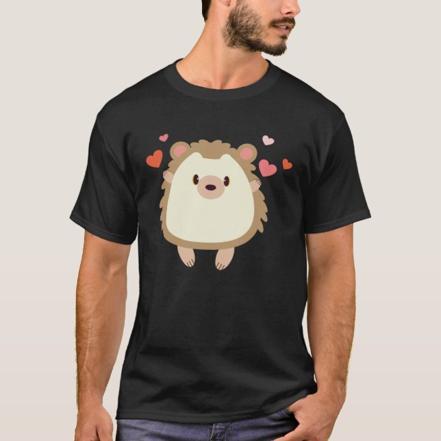 Hedgehog Valentines Day Heart Animals T-Shirt (Vorderseite)