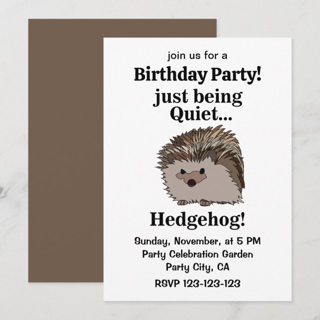 Hedgehog Woodland Animal Birthday Party Einladung (Vorne/Hinten)