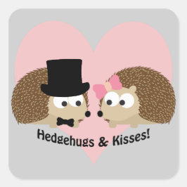 Hedgehugs und Kisses Igel Couple Quadratischer Aufkleber