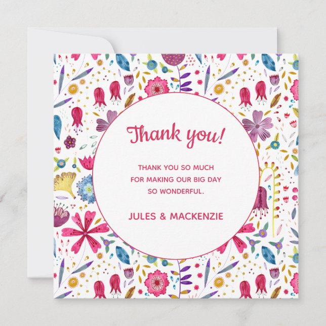 Hedgerow Blume Watercolor Wedding Danke Card (Vorderseite)