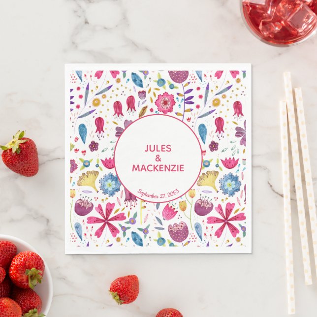 Hedgerow Wilde Blume Wasserfarbe Serviette (Beispiel)