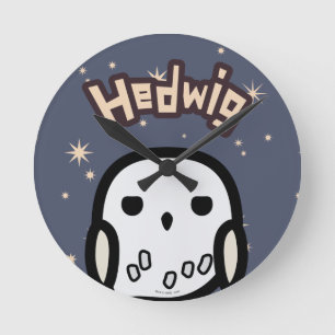 Hedwig Cartoon Character Art Runde Wanduhr