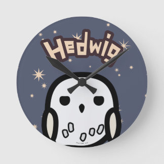 Hedwig-Cartoon-Charakter-Kunst Runde Wanduhr