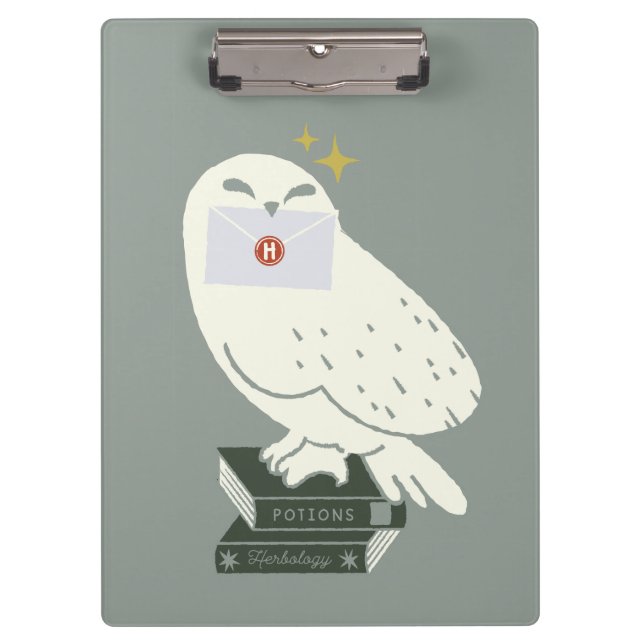 Hedwig mit Brief Whimsical-Zeichnung Klemmbrett (Vorderseite)