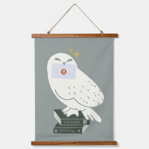 Hedwig mit Brief Whimsical-Zeichnung Wandteppich Mit Holzrahmen