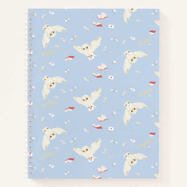 Hedwig Owl Post Letters and Books Pattern Notizbuch (Vorderseite)