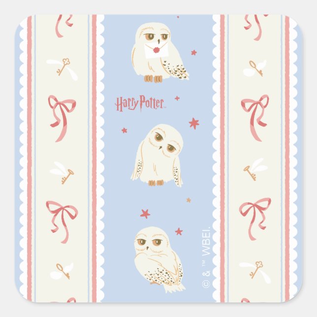 Hedwig Owl Post Stripe Pattern Quadratischer Aufkleber (Vorderseite)
