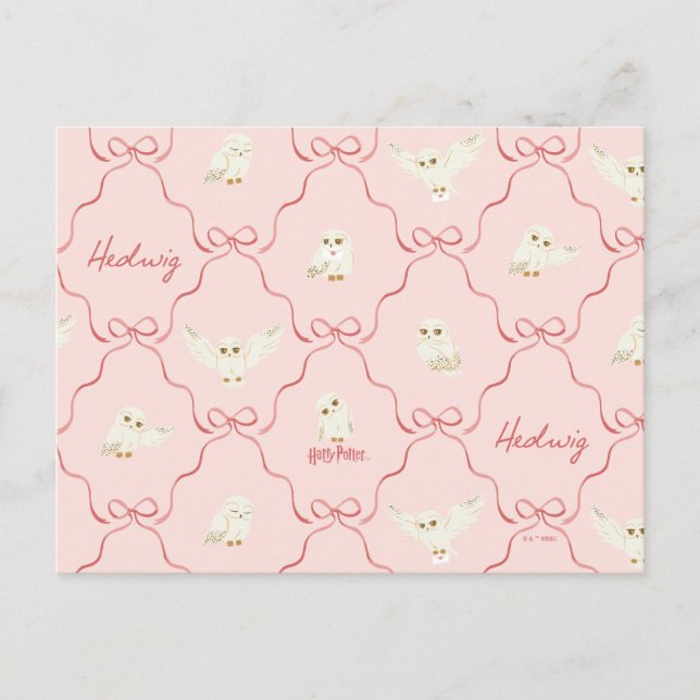 Hedwig Pink Ribbon Pattern Postkarte (Vorderseite)