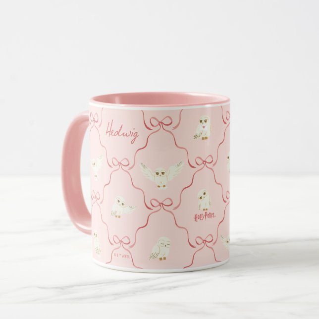Hedwig Pink Ribbon Pattern Tasse (Vorderseite Links)