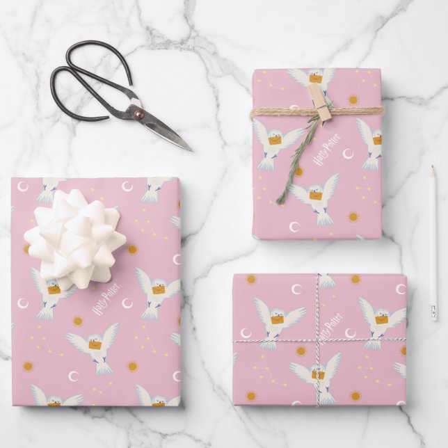 Hedwig Pink Sonnenwende Muster Geschenkpapier Set (Vorderseite)