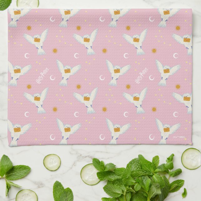 Hedwig Pink Sonnenwende Muster Geschirrtuch (Gefaltet)