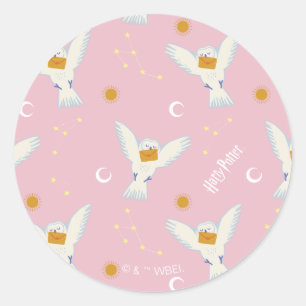 Hedwig Pink Sonnenwende Muster Runder Aufkleber