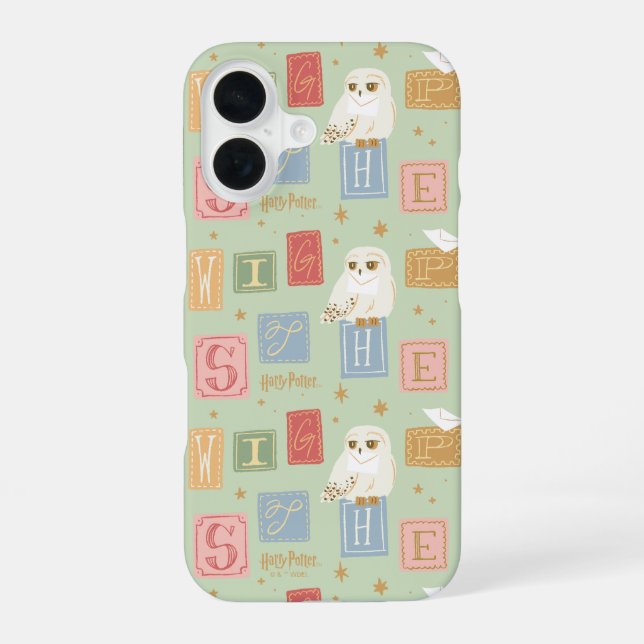 Hedwig-Post-Blockbuchstaben-Muster iPhone 16 Hülle (Rückseite)