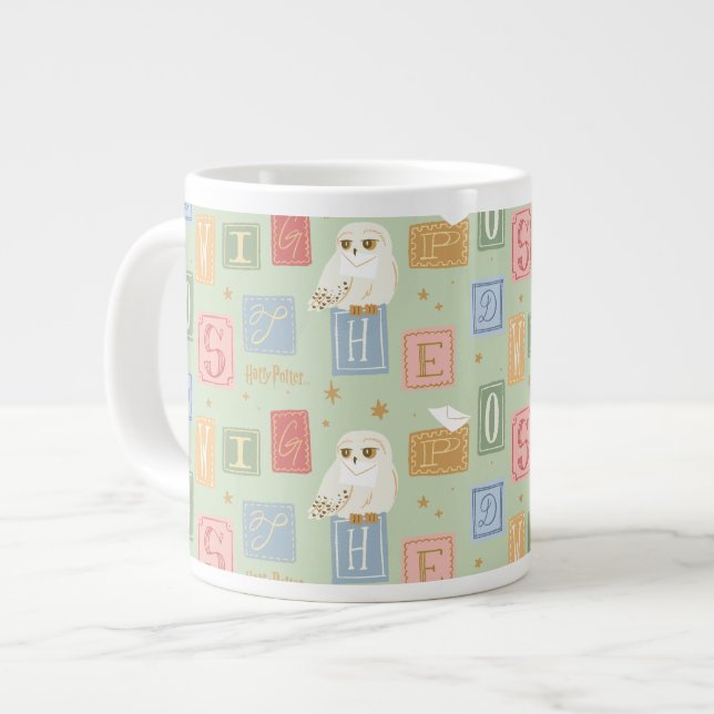 Hedwig-Post-Blockbuchstaben-Muster Jumbo-Tasse (Vorderseite Links)