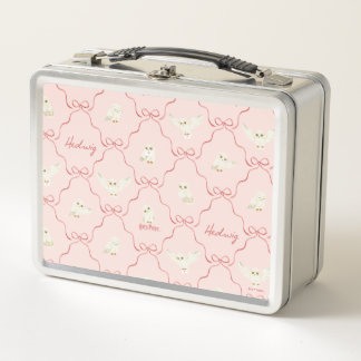 Hedwig-Rosa-Schleifen-Muster Metall Brotdose