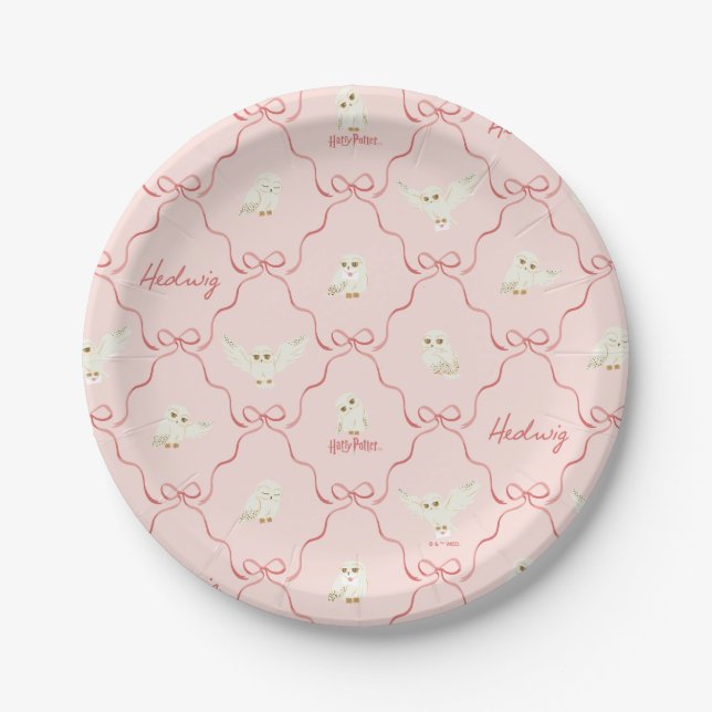 Hedwig-Rosa-Schleifen-Muster Pappteller (Vorderseite)