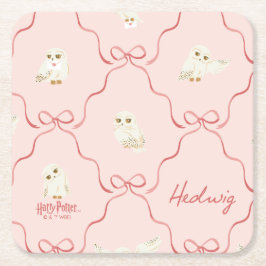 Hedwig-Rosa-Schleifen-Muster Rechteckiger Pappuntersetzer