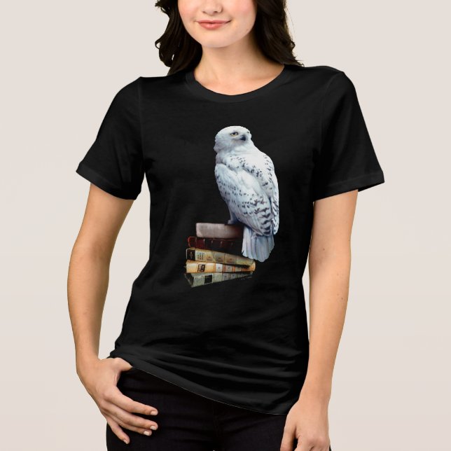 Hedwig über Bücher Tri-Blend Shirt (Vorderseite)