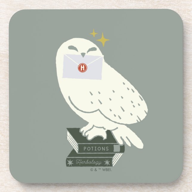 Hedwig With Letter Whimsical Drawing Getränkeuntersetzer (Vorderseite)
