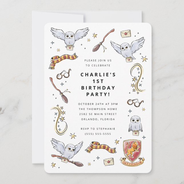 Hedwig Wizard Birthday Magic Einladung (Vorderseite)