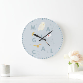 Hedwigh "Magical" Typografy Graphic Große Wanduhr
