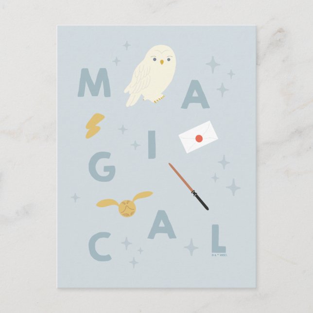 Hedwigh "Magical" Typografy Graphic Postkarte (Vorderseite)