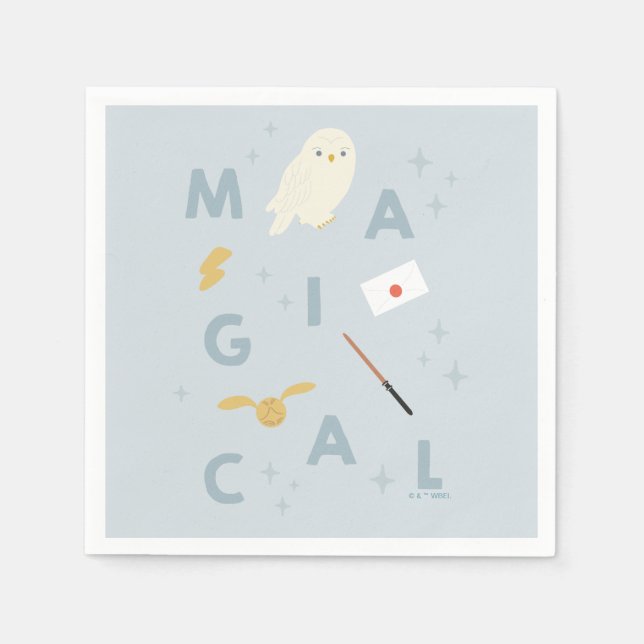 Hedwigh "Magical" Typografy Graphic Serviette (Vorderseite)