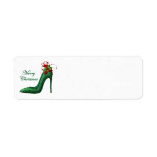 Heels mit grünem Glitzer adressieren Labels
