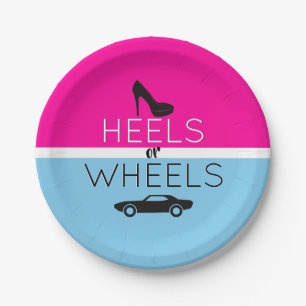 Heels oder Räder{Auto} Black Pink Blue Gender Rev Pappteller