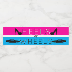 Heels oder Räder{Auto} Black Pink Blue Gender Rev Wasserflaschenetikett