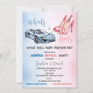 Heels oder Räder Geschlechtsspezifisches Party Einladung