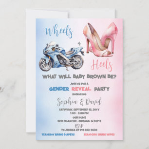 Heels oder Räder Geschlechtsspezifisches Party Einladung
