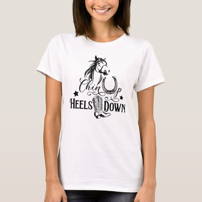 Heelse auf dem Cowgirl reiten T-Shirt (Vorderseite)