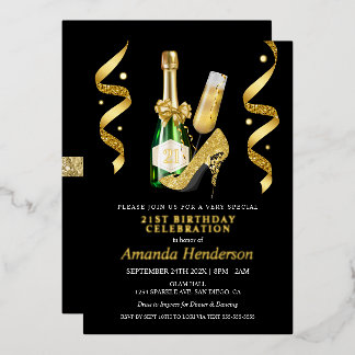 Heelse und Champagner - Geburtstag von Frauen Folieneinladung
