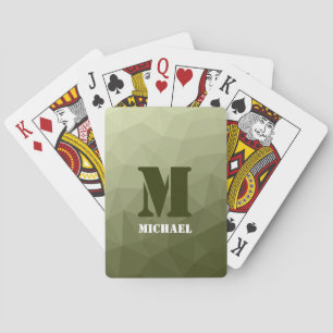 Heeres hellgrün geometrisches Maschenmuster Monogr Spielkarten