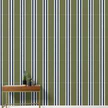 Heeresgrün & Marineblaue Doppel-Rugby-Streifenmust