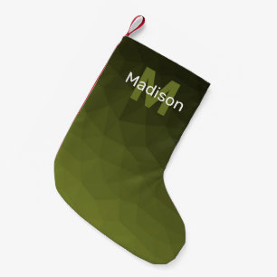 Heeresgrün Ombre geometrisches Mesh-Muster Monogra Kleiner Weihnachtsstrumpf