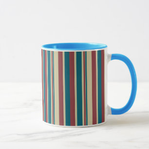 Heffalump Red Blue Beige Streifen Ringer Coffee Ta Tasse